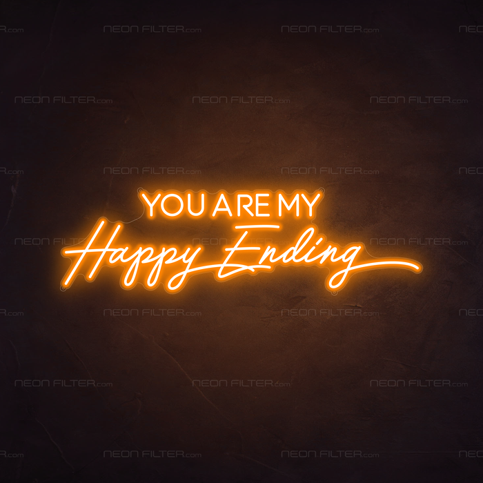 You Are My Happy Ending Neon Sign in Hey Pumpkin Orange