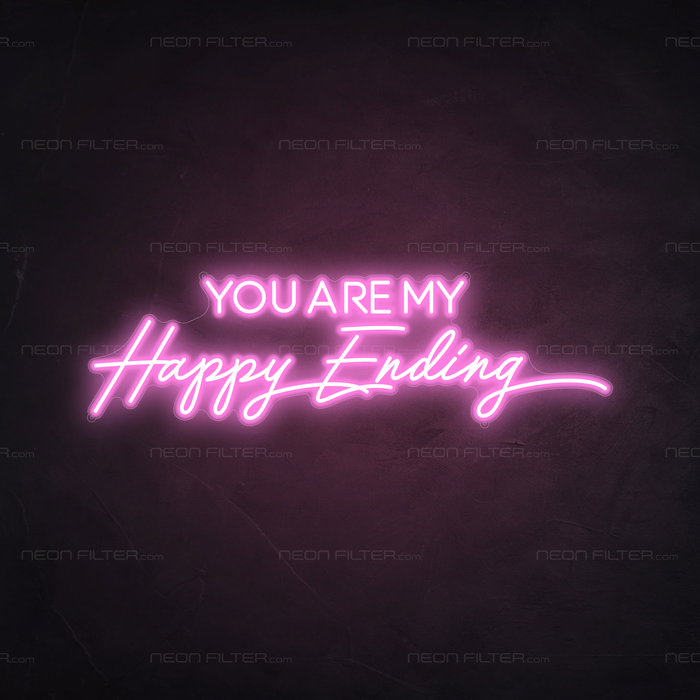 You Are My Happy Ending Neon Sign in Pastel Pink