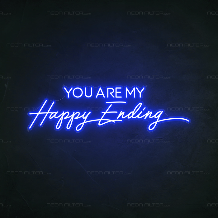 You Are My Happy Ending Neon Sign in Santorini Blue