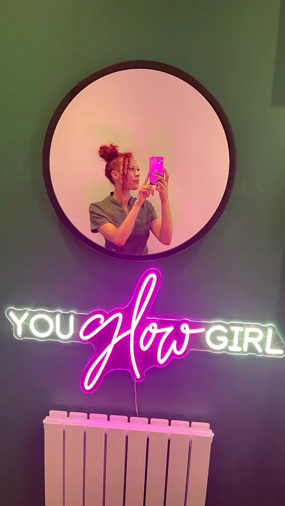 You Glow Girl Neon Sign with mirror