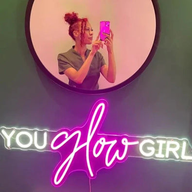 You Glow Girl Neon Sign with mirror