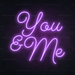 You & Me Neon Sign in Hopeless Romantic Purple