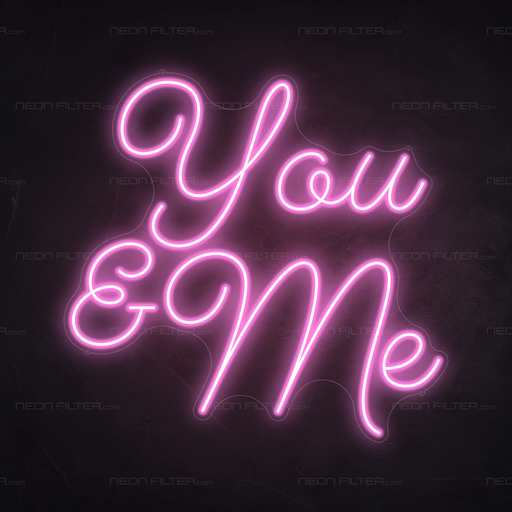 You & Me Neon Sign in Pastel Pink