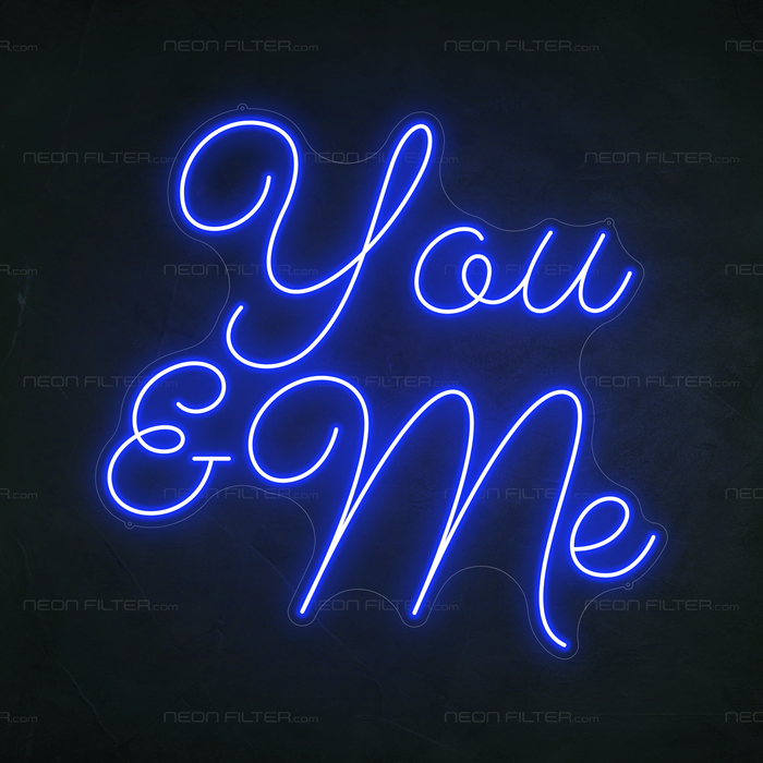 You & Me Neon Sign in Santorini Blue