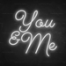 You & Me Neon Sign in Snow White