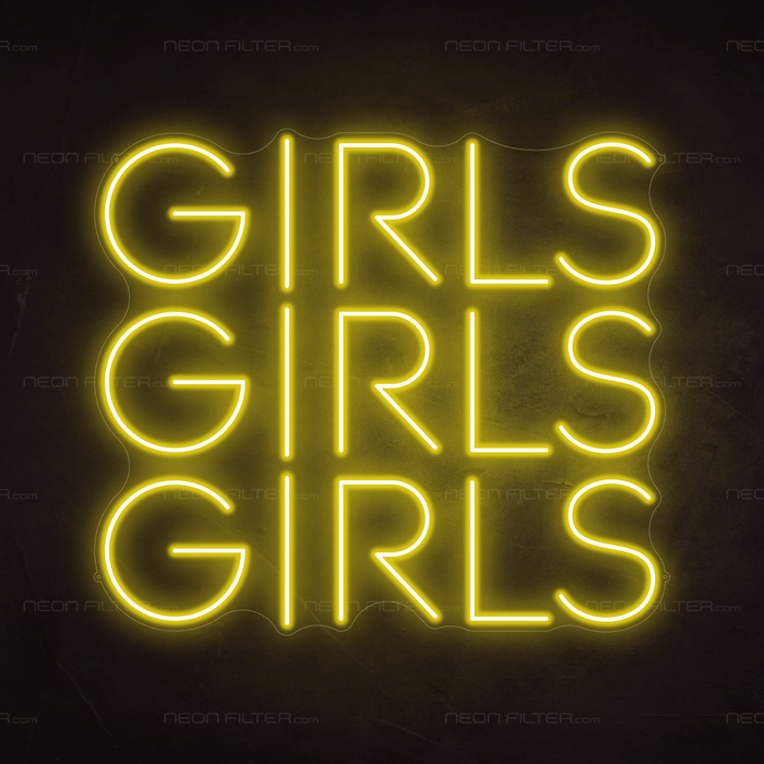 Girls Girls Girls Neon Sign - Neon Filter