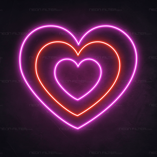 Hearts Neon Sign - Neon Filter