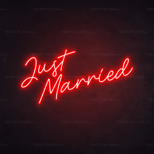 Just Married Neon Sign - Neon Filter