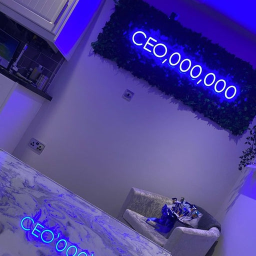 CEO,000,000 Neon Sign in Santorini Blue