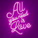 Stock All You Need Is Love Neon Sign - Neon Filter