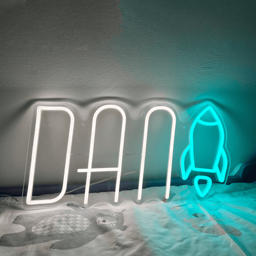 Stock Dan Name and Rocket Neon Light Sign - Neon Filter