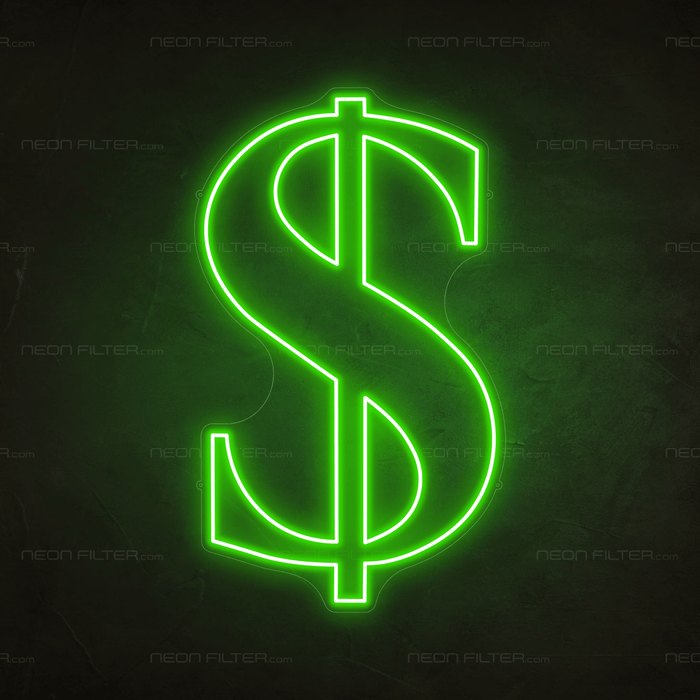 Stock Dollar Neon Sign - Neon Filter