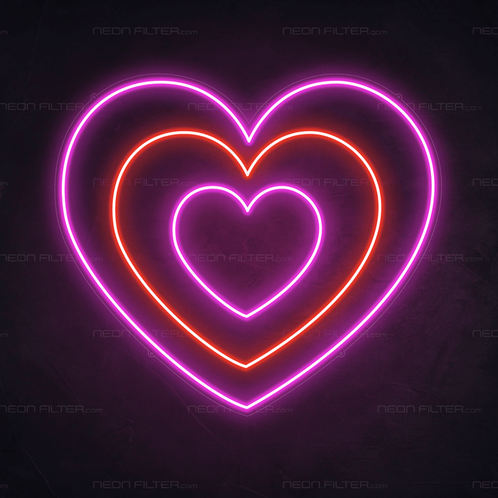 Stock Hearts Neon Sign - Neon Filter