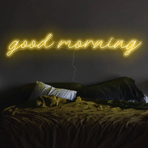 good morning Neon Sign in Paradise Yellow