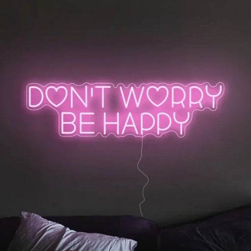 Don't worry be happy Neon Sign in pastel pink