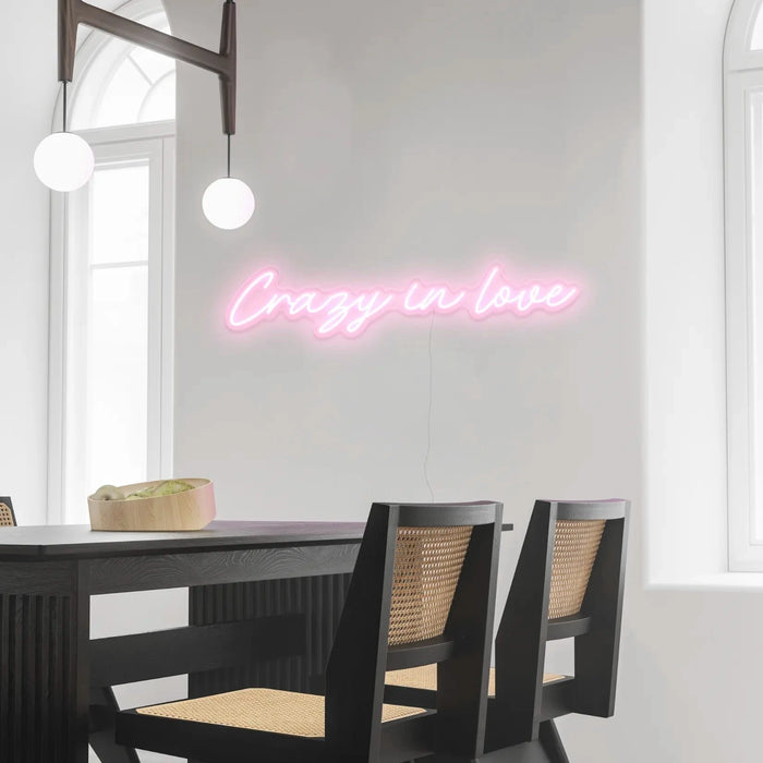 Crazy in love Neon Sign in Pastel Pink