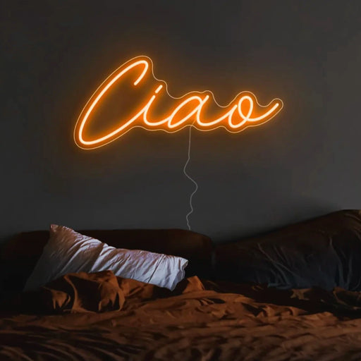 Ciao Neon Sign in Sunset Orange
