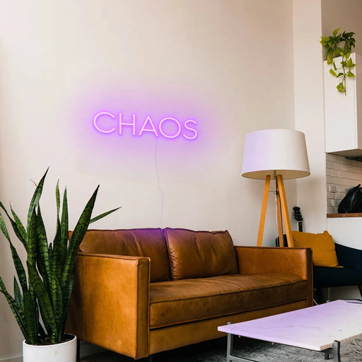 Chaos Neon Sign in Hopeless Romantic Purple