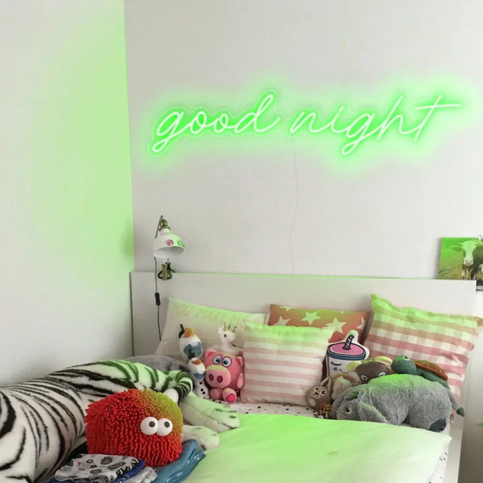Good Night Neon Sign in Glow Up Green