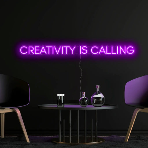 Creativity Is Calling Neon Sign in Hopeless Romantic Purple