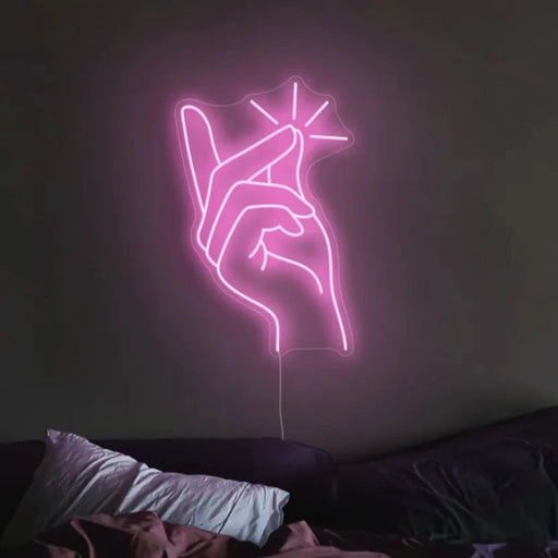 Clicking Finger Neon Sign in Pastel Pink