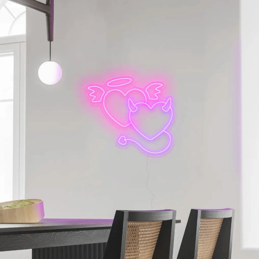 Angel and Devil Heart Neon Sign