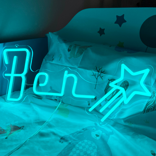 Name and Shooting Star - Semi Customisable Neon Sign