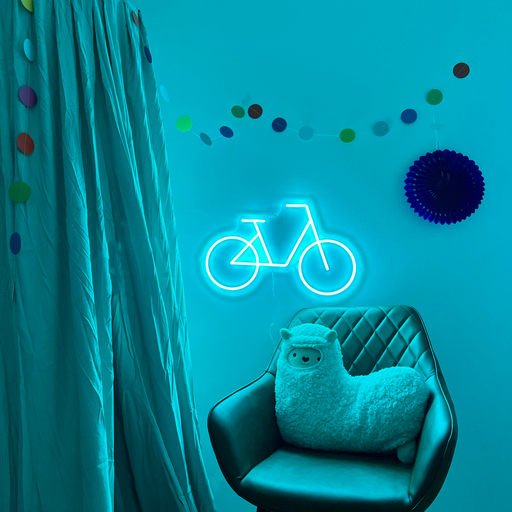 Blue Neon Bike Sign