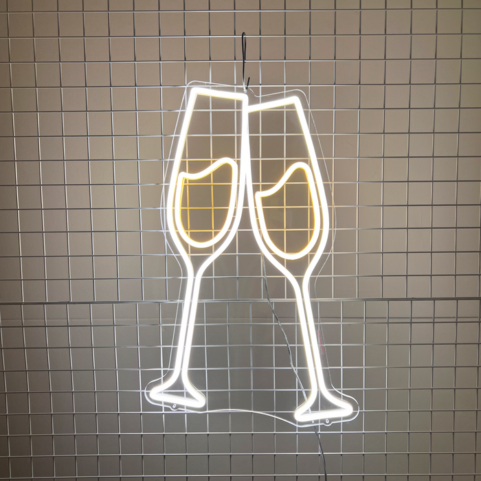 Champagne Glasses Neon Sign