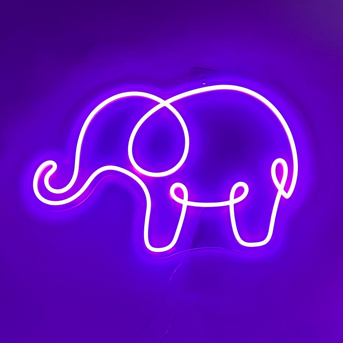 Elephant Neon Sign in Hopeless Romantic Purple