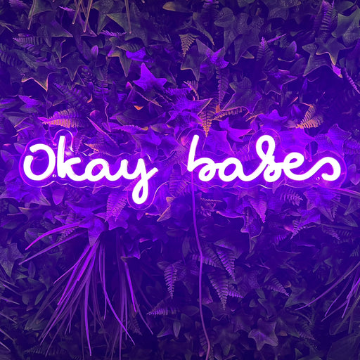 Okay Babes Neon Sign in Hopeless Romantic purple