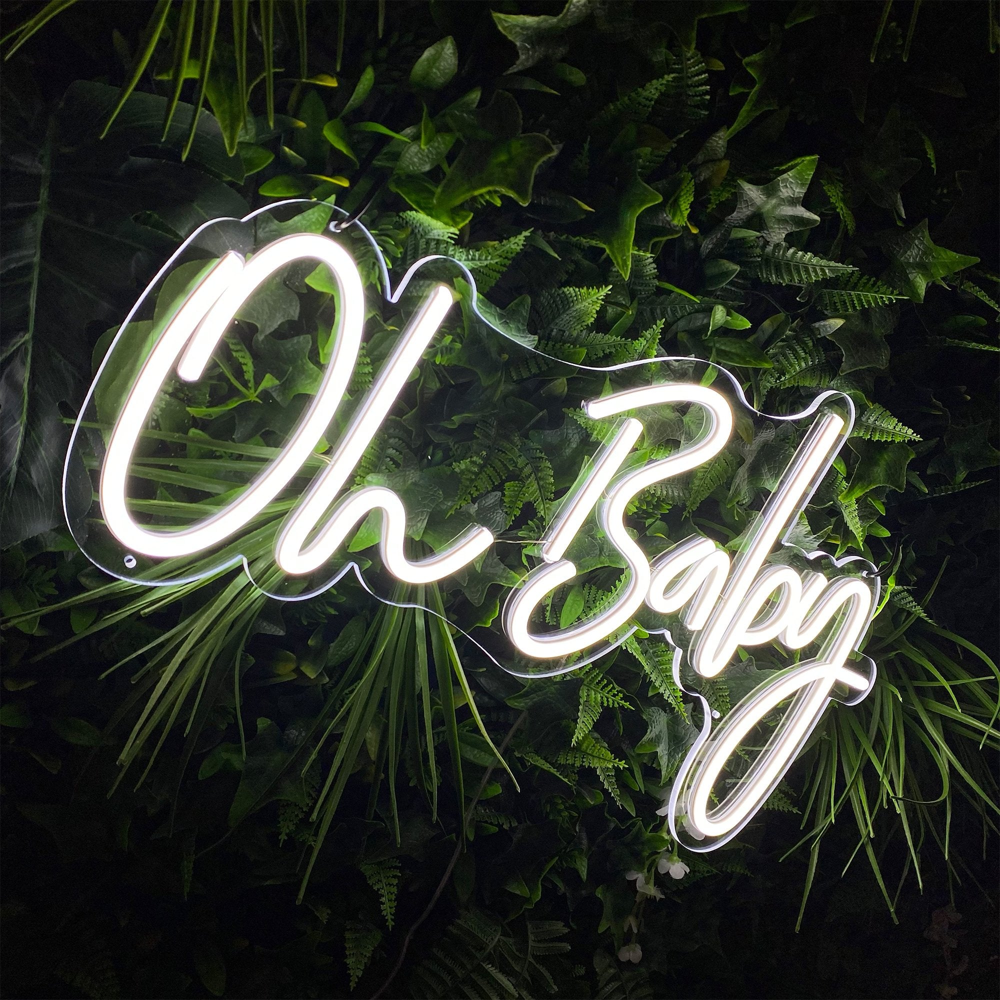 Oh Baby LED Neon Sign in Snow white