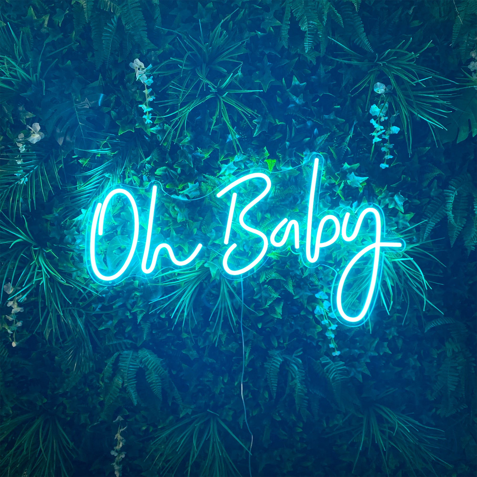 Oh Baby LED Neon Sign in glacier blue