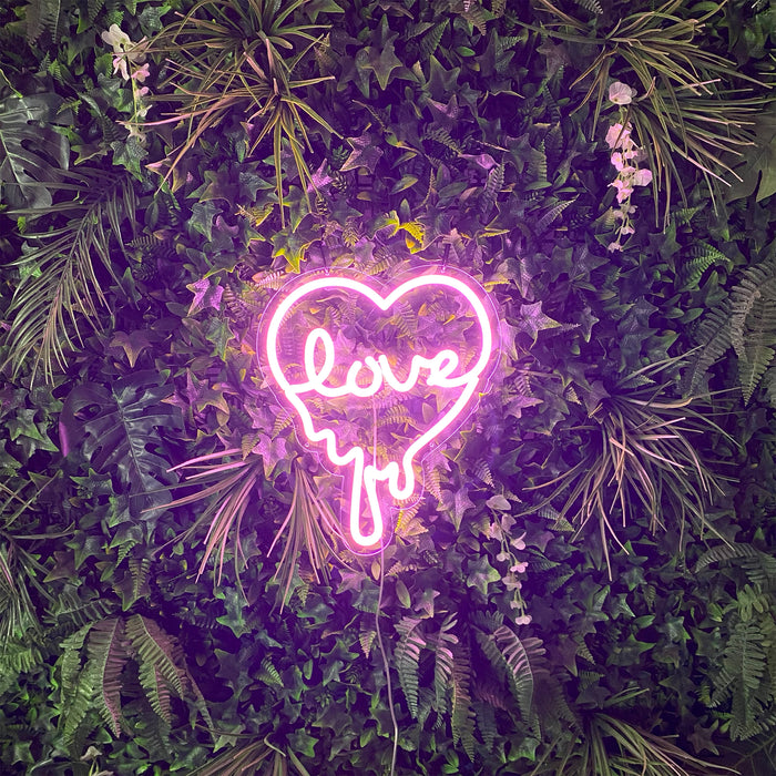Stock Dripping Love Heart Neon Sign