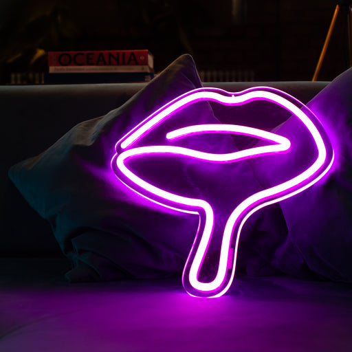 Melted Lips Neon Sign in Love Potion Pink