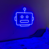 Robot Head Neon Sign in Santorini Blue