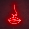 Lips and nose face neon sign in hot mama red