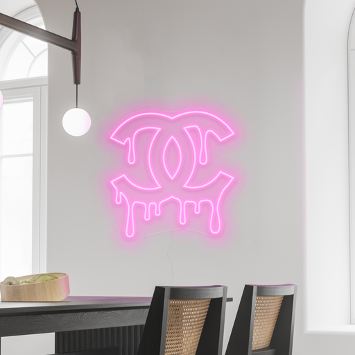 Dripping Chanel Neon Sign in Pastel Pink
