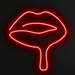 Melted Lips Neon Sign in Hot Mama Red