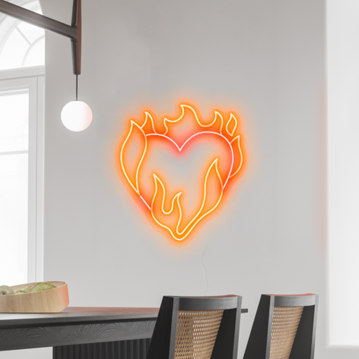 Heart on fire emoji Neon Light