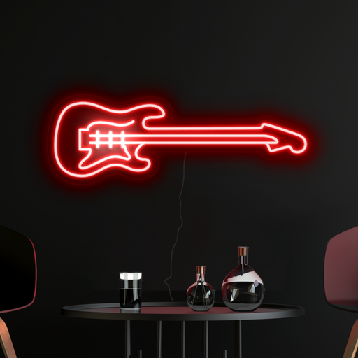 Electric guitar Neon Sign in Hot Mama Red