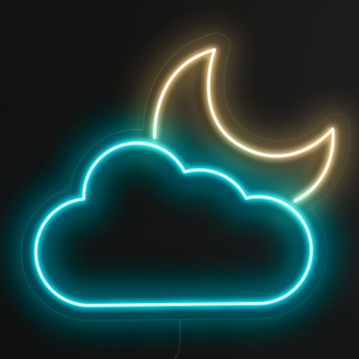 Moon and clouds Neon Sign