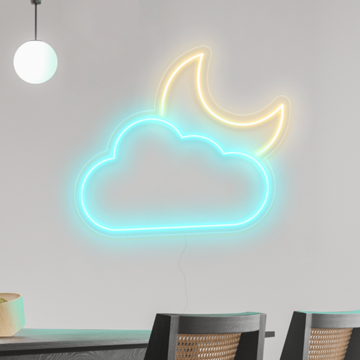 Moon and clouds Neon Light