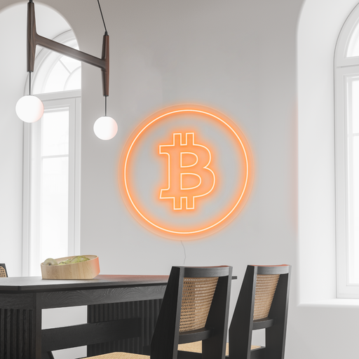 Orange Bitcoin Neon Sign