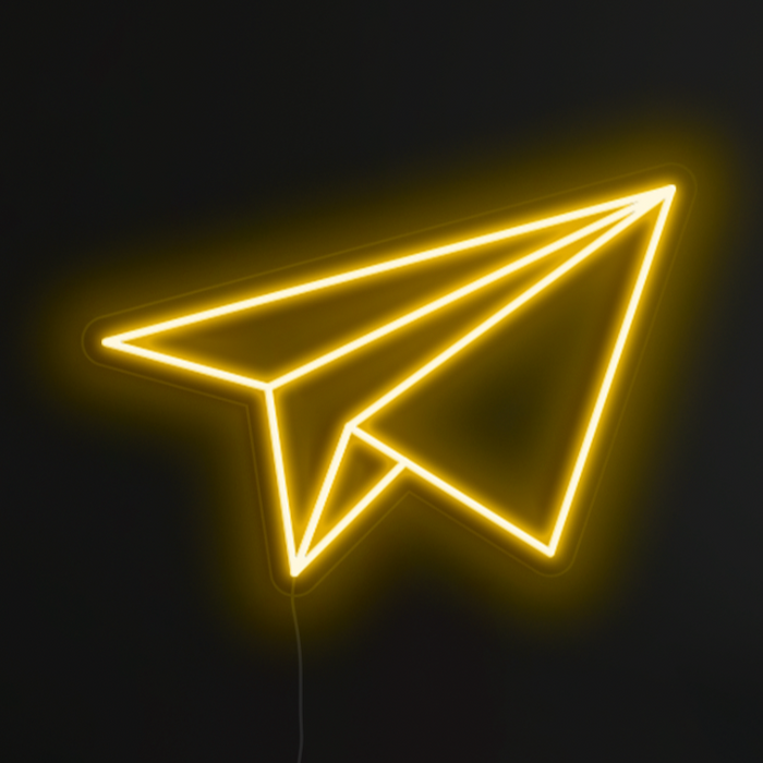 Paper Aeroplane Neon Light in Paradise Yellow