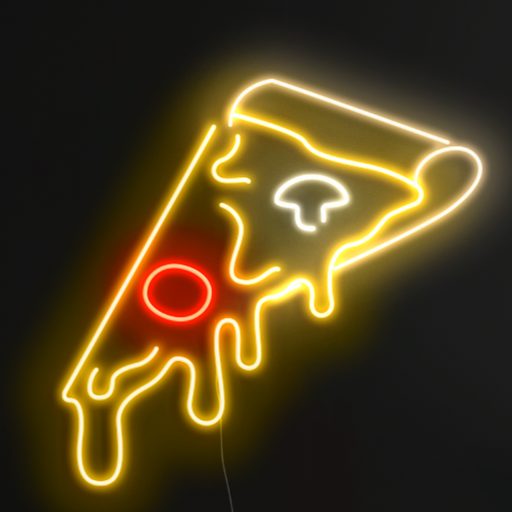 Pizza Neon Sign in a dark room
