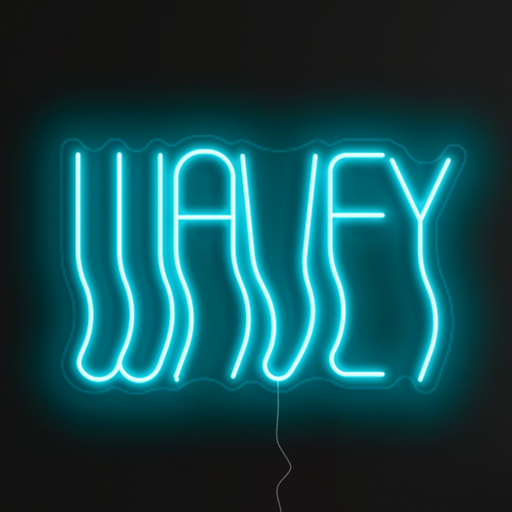 Wavey Neon Sign in glacier blue