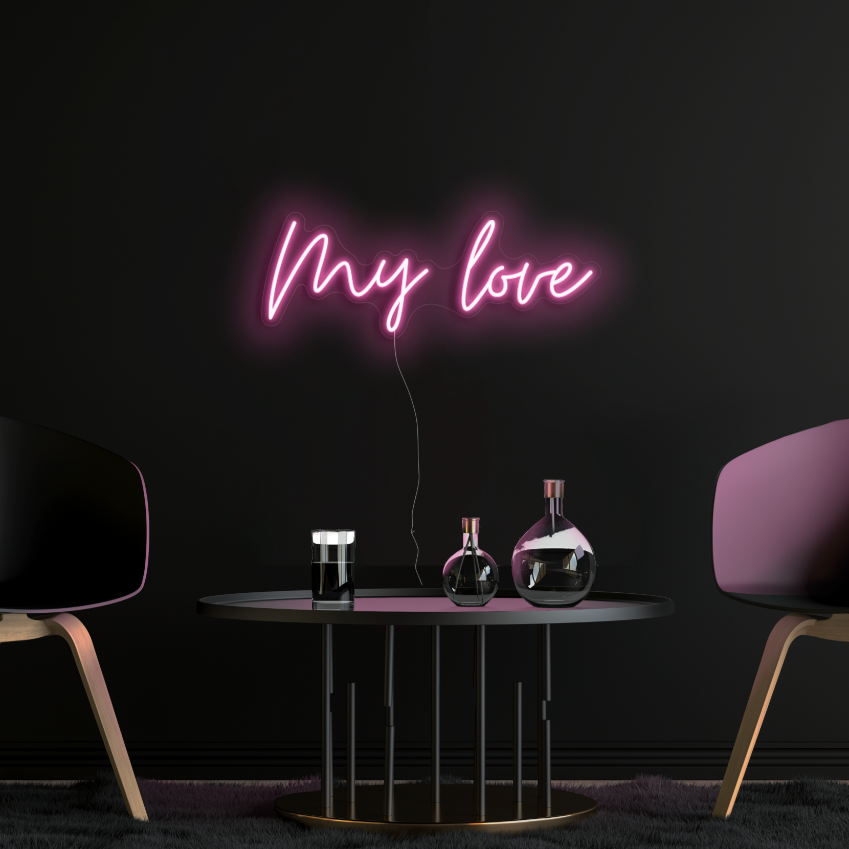 My Love Neon Sign in Pastel Pink