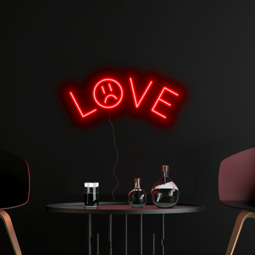 Sad Love Neon Sign in Hot Mama Red