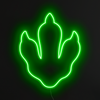 T Rex Dinosaur Footprint Neon Sign in Glow Up Green